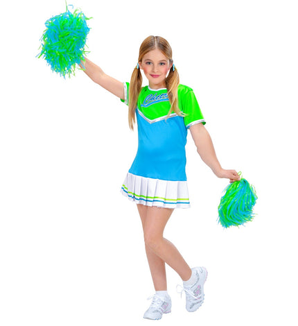 Cheerleader jurkje kinderen blauw groen