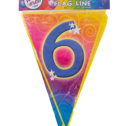 Gekleurde vlaggenlijn 6 jaar