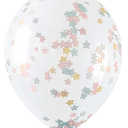 Confetti ballonnen babyshower sterren 5 stuks