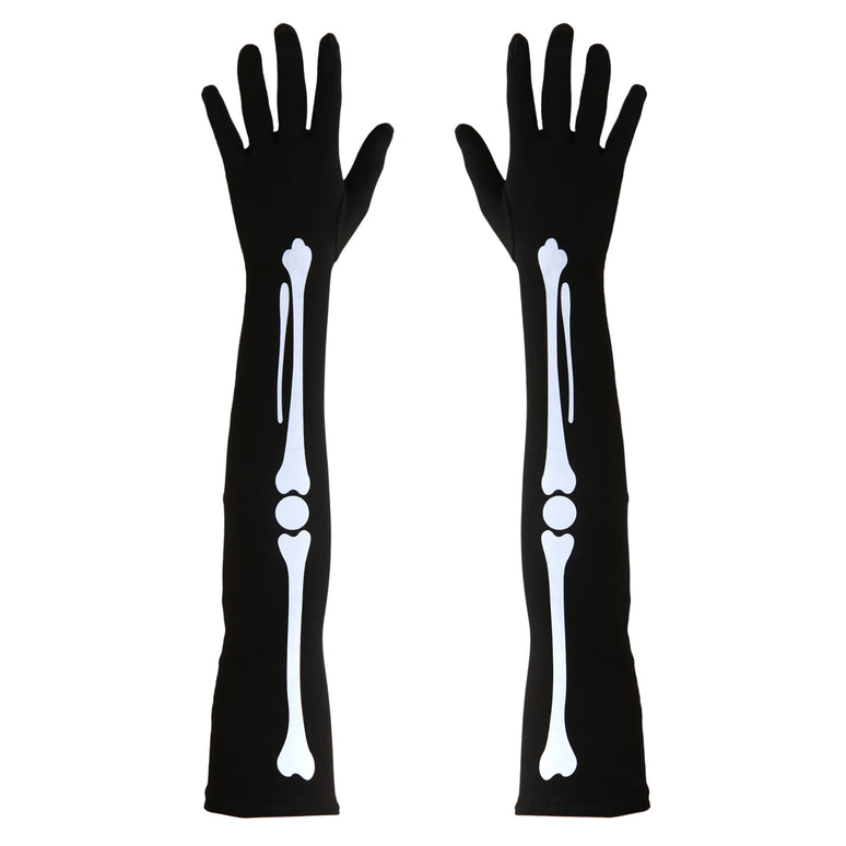 Skelet handschoenen met botten lang