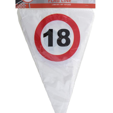 Vlaggenlijn 18e verjaardag met verkeersborden
