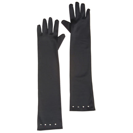Satijnen handschoenen zwart kind