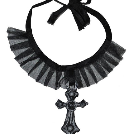 Gothic halsketting met zwart kruis
