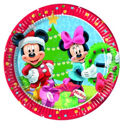 Mickey Mouse Kerst  papieren borden 8 stuks 23cm
