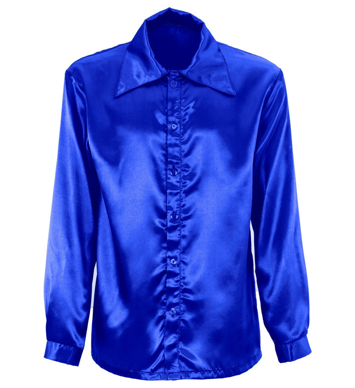 Heren jaren 70 disco blouse blauw