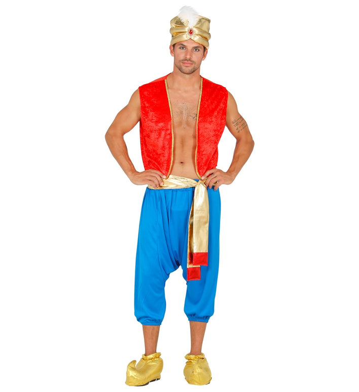 Aladdin kostuum blauw rood