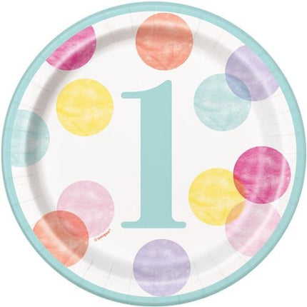 Borden eerste verjaardag roze 18cm per 8