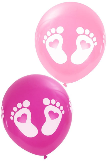 Roze geboorteballonen voetjes  30cm