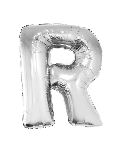 Grote folie ballon letter R Zilver