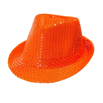Neon oranje hoed met glitters