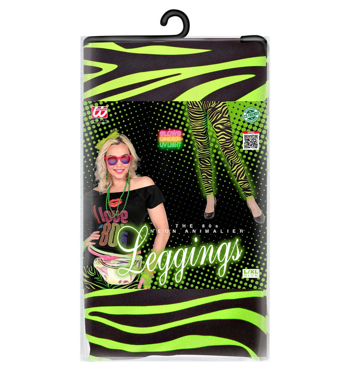 Zebra legging disco neon groen dames