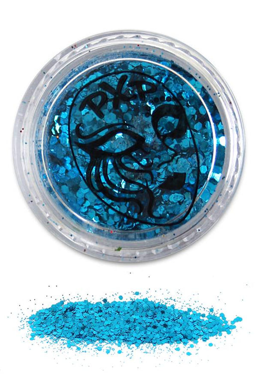 Fijne schmink glitters in azuurblauw