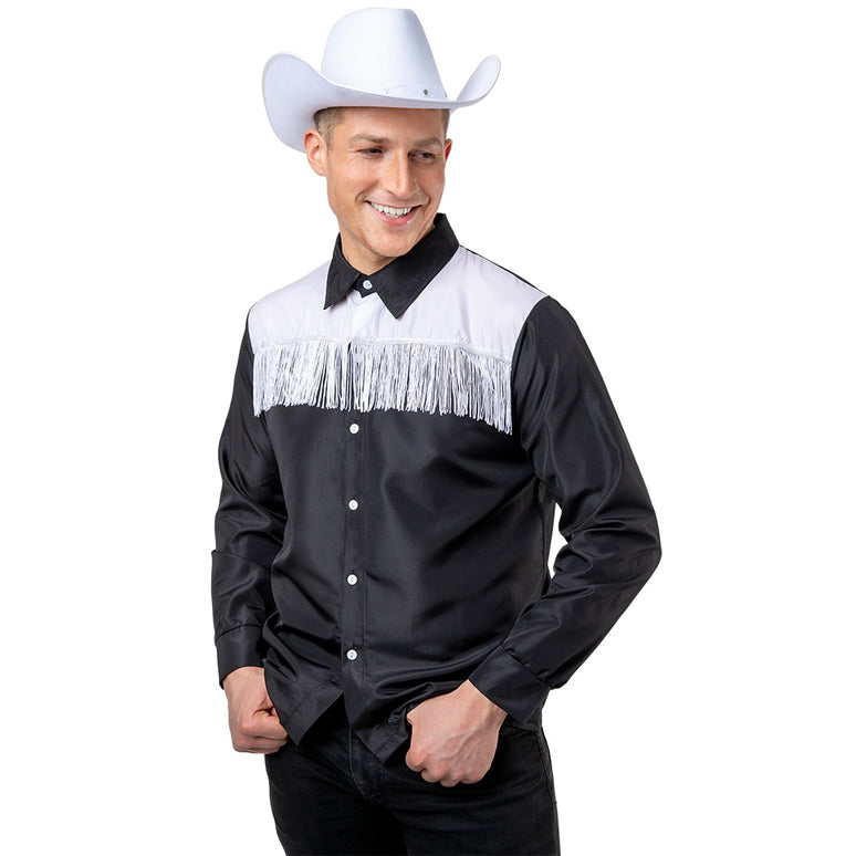 Cowboy blouse Sam heren zwart wit