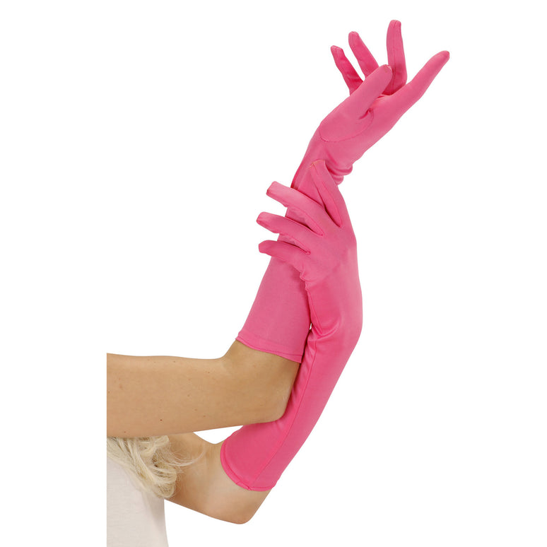 Roze handschoenen neon lang