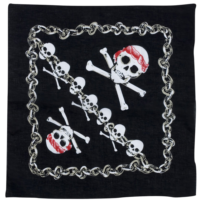 Zwarte piratenbandana met schedels