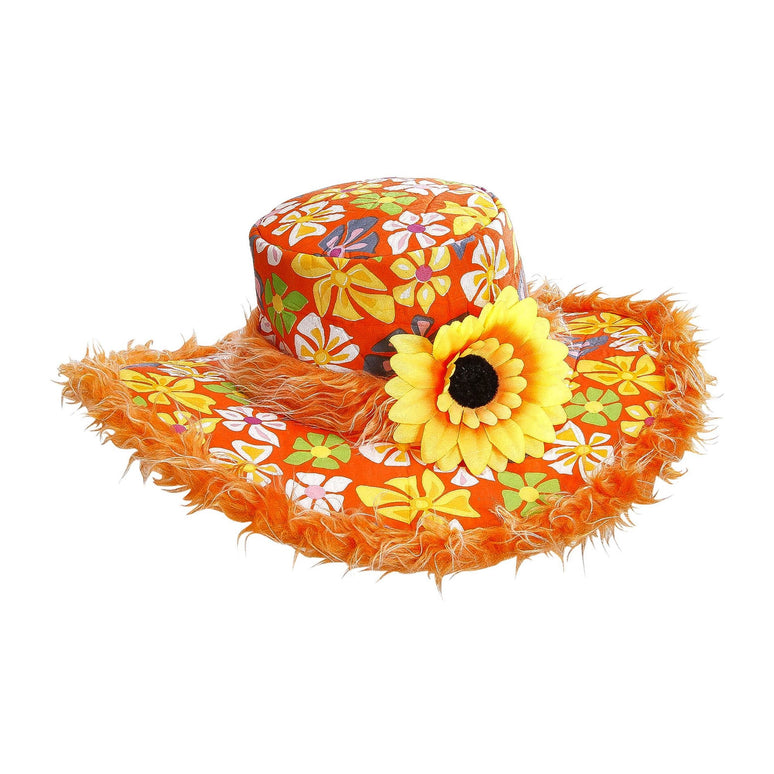 Hawaii hoed oranje met bloemen