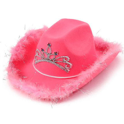 Cowboyhoed Daisy met tiara roze