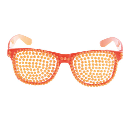 Disco bril met parels in neon oranje