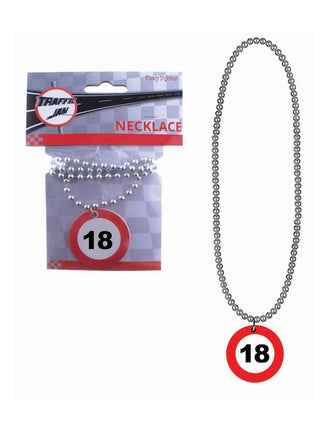 Funny Fashion 18 jaar halsketting met verkeersbord hangertje
