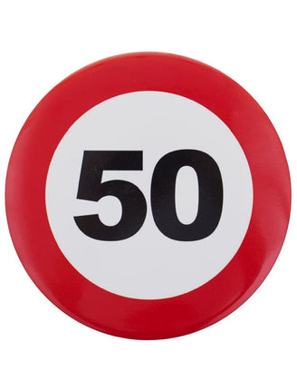 Funny Fashion 50e verjaardag button verkeersbord
