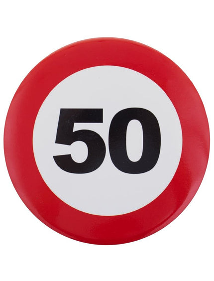 Funny Fashion 50e verjaardag button verkeersbord