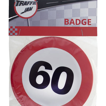 Funny Fashion 60e verjaardag button als verkeersbord