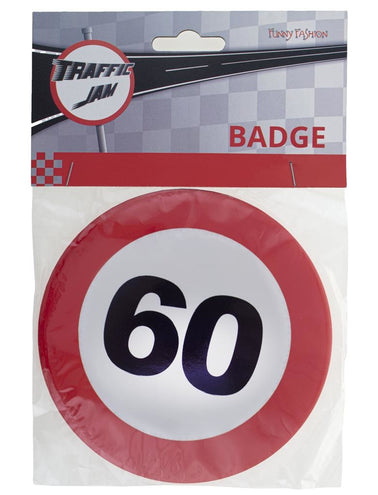 Funny Fashion 60e verjaardag button als verkeersbord