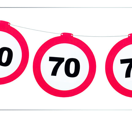 Funny Fashion 70 jaar slinger met verkeersbord 12mtr.