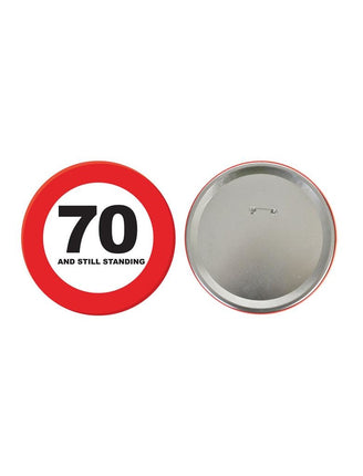Funny Fashion 70e verjaardag button verkeersbord