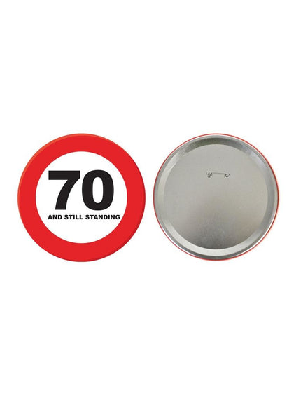 Funny Fashion 70e verjaardag button verkeersbord