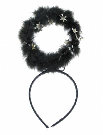 Funny Fashion Aureool diadeem zwart met zilveren sterren