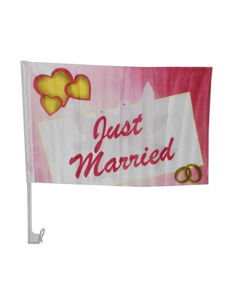 Funny Fashion Auto vlag just married 30X45cm