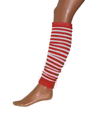Funny Fashion Beenwarmers rood wit gestreept 50cm