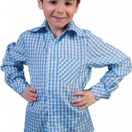 Funny Fashion Blauw wit geruite Tiroler blousen