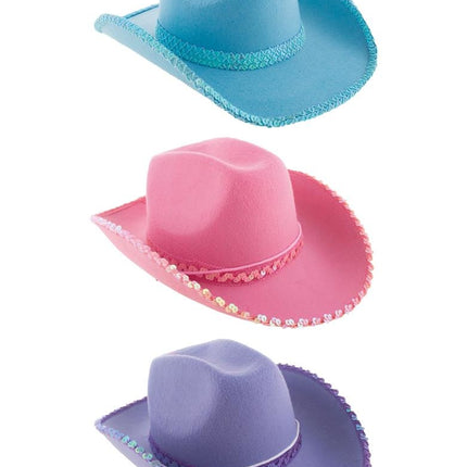 Funny Fashion Blauwe cowgirl hoed Saar