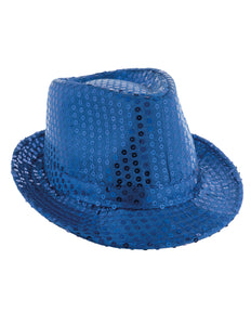 Funny Fashion Blauwe gleufhoed met pailletten