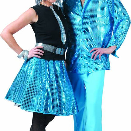 Funny Fashion Blauwe glitter overhemd heren
