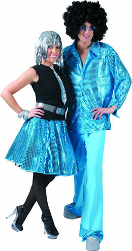 Funny Fashion Blauwe glitter overhemd heren