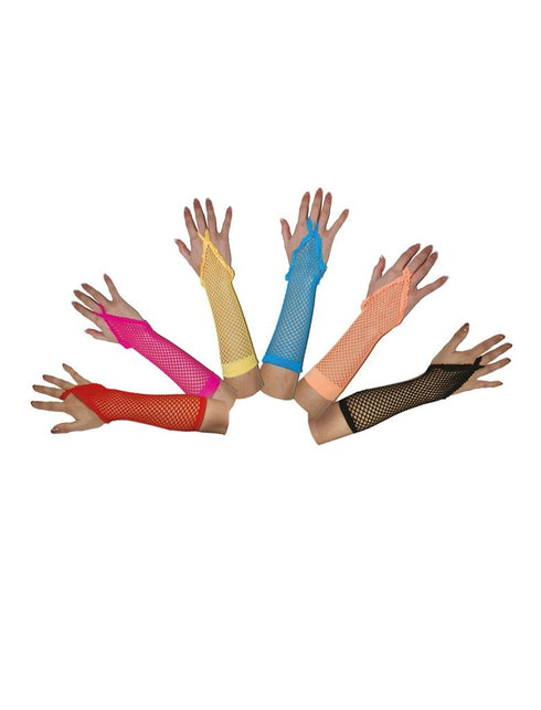 Funny Fashion Blauwe vingerloze net handschoenen rond model