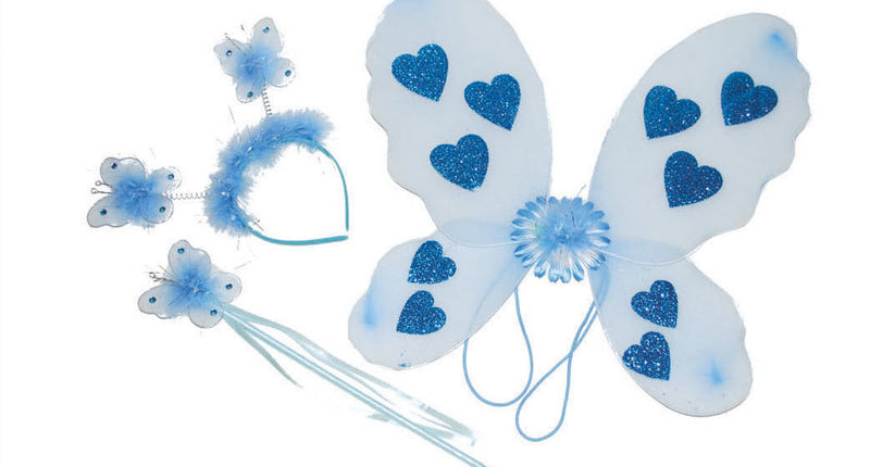 Funny Fashion Blauwe vlinder verkleed set Minnie 3-delig