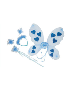 Funny Fashion Blauwe vlinder verkleed set Minnie 3-delig