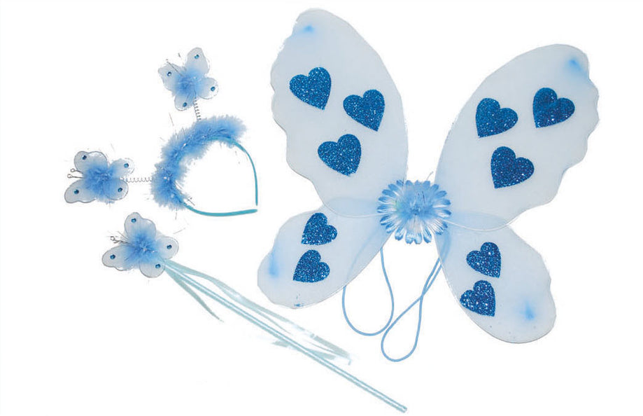 Funny Fashion Blauwe vlinder verkleed set Minnie 3-delig