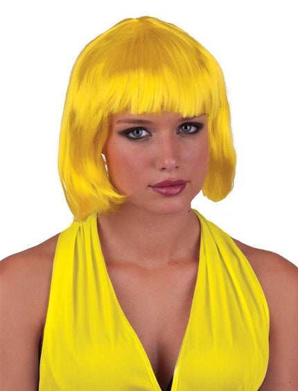 Funny Fashion Boblijn pruik Sexy Holly geel