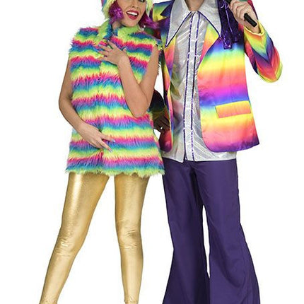 Funny Fashion Bodywarmer verkleedpak je in regenboog kleuren