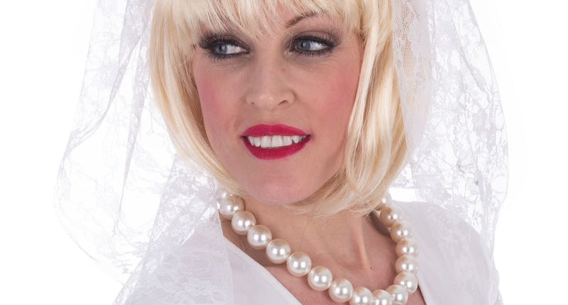 Funny Fashion Bruidssluier Steffie met witte roos