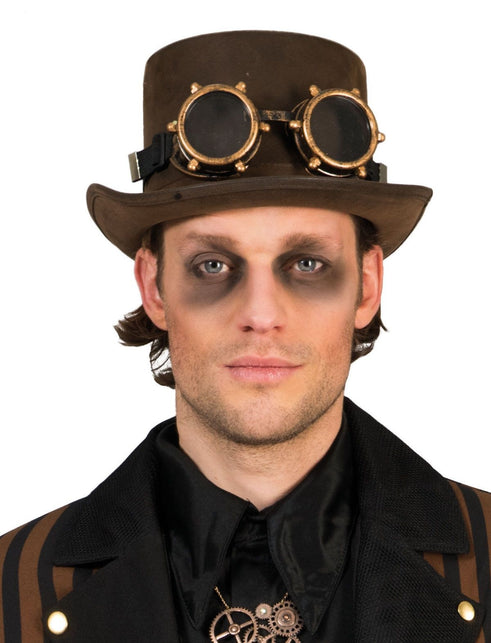 Funny Fashion Bruine hoge hoed lederlook