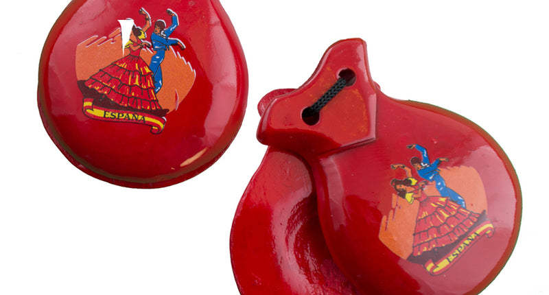 Funny Fashion Castagnetten rood met opdruk