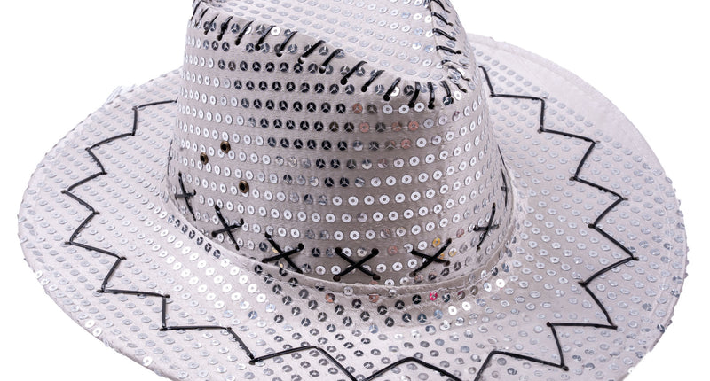 Funny Fashion Cowboyhoed pailletten zilver
