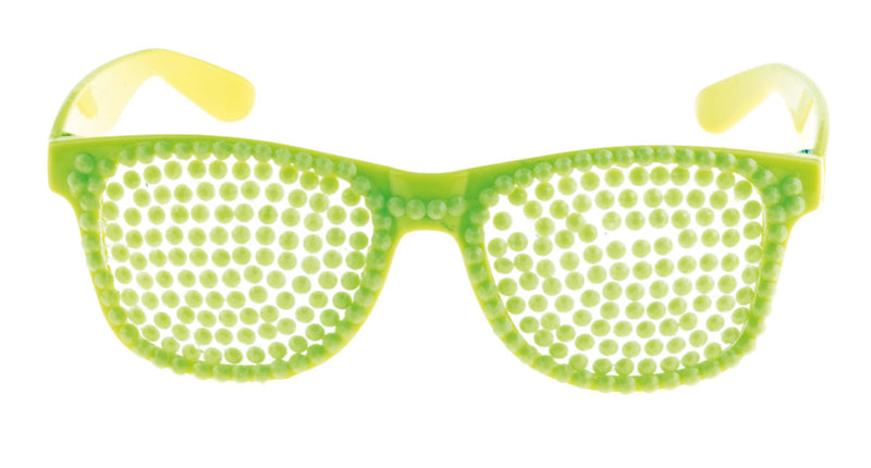 Funny Fashion Disco bril met parels in neon groen