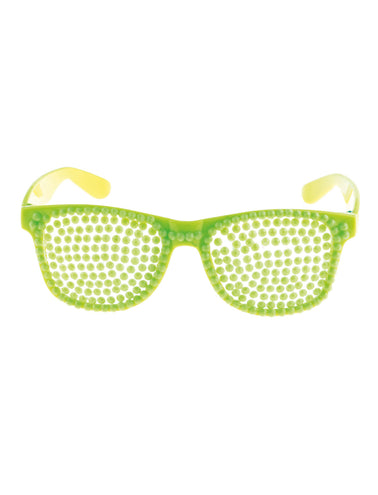 Funny Fashion Disco bril met parels in neon groen